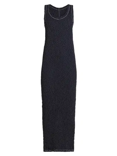 Issey Miyake Women's Wavelet Ensemble Textured Sheath Maxi Dress - Black - Size Small | Thumbnail 1