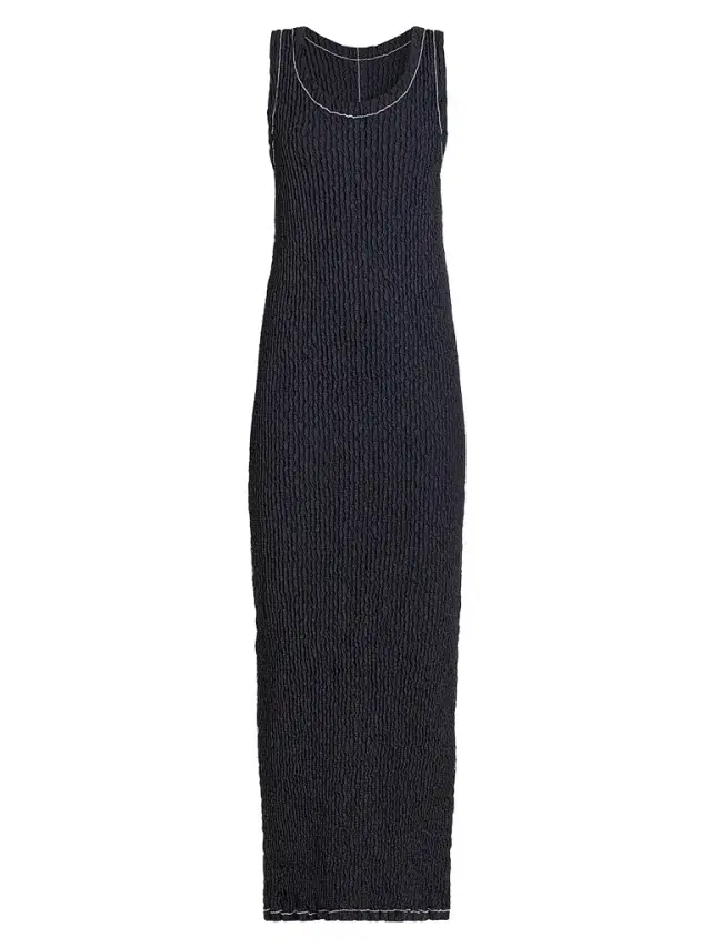 Issey Miyake Women's Wavelet Ensemble Textured Sheath Maxi Dress - Black