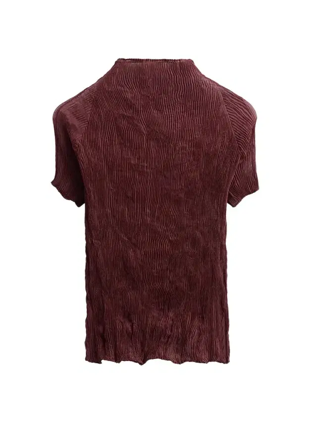 Issey Miyake Women's Chiffon Twist Rib-Knit Top - Burgundy