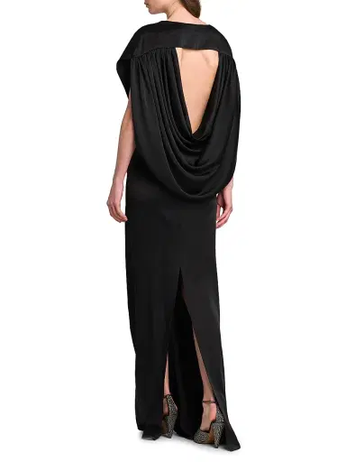 Stella McCartney Women's Draped Satin V-Neck Gown - Black | Thumbnail 5 Stella McCartney Women's Draped Satin V-Neck Gown - Black | Thumbnail 5