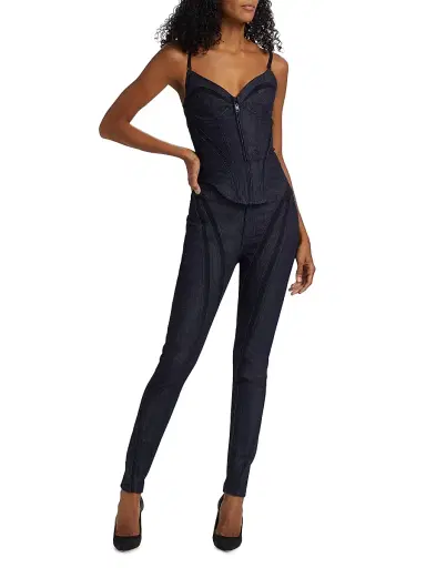 Mugler Women's Stretch Raw Denim Jeans - Raw Blue Black | Thumbnail 2 Mugler Women's Stretch Raw Denim Jeans - Raw Blue Black | Thumbnail 2