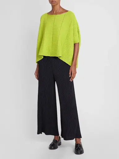 Issey Miyake Women's Column Knit Cotton-Blend Top - Parakeet Green - Size Small | Thumbnail 2
