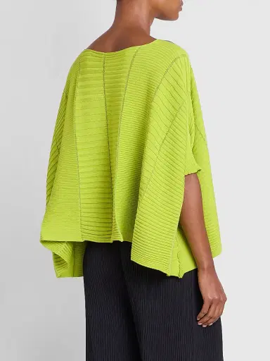 Issey Miyake Women's Column Knit Cotton-Blend Top - Parakeet Green - Size Small | Thumbnail 3