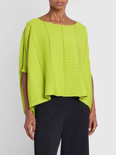Issey Miyake Women's Column Knit Cotton-Blend Top - Parakeet Green - Size Small | Thumbnail 4