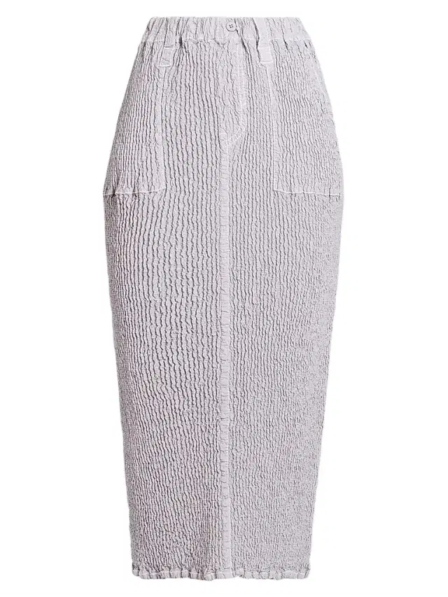 Issey Miyake Women's Wavelet Ensemble Textured Pencil Midi Skirt - Light Gray