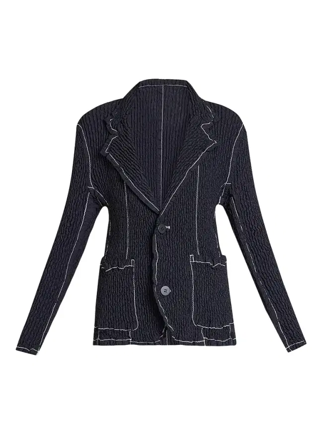 Issey Miyake Women's Wavelet Ensemble Textured Notch Lapel Jacket - Black