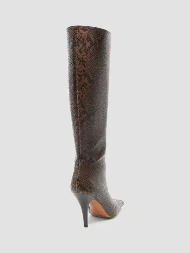 Stella McCartney Women's 95MM Snakeskin-Printed Knee-High Boots - Coffee | Thumbnail 3