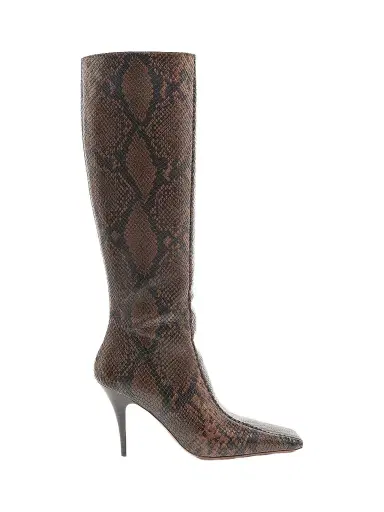 Stella McCartney Women's 95MM Snakeskin-Printed Knee-High Boots - Coffee | Thumbnail 1