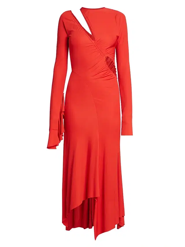 Victoria Beckham Women's Asymmetric Slash Jersey Dress - Crimson