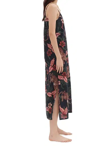 Desmond & Dempsey Women's Soleia Leopard-Print Cotton Slip Nightie - Navy - Size XS | Thumbnail 3 Desmond & Dempsey Women's Soleia Leopard-Print Cotton Slip Nightie - Navy - Size XS | Thumbnail 3