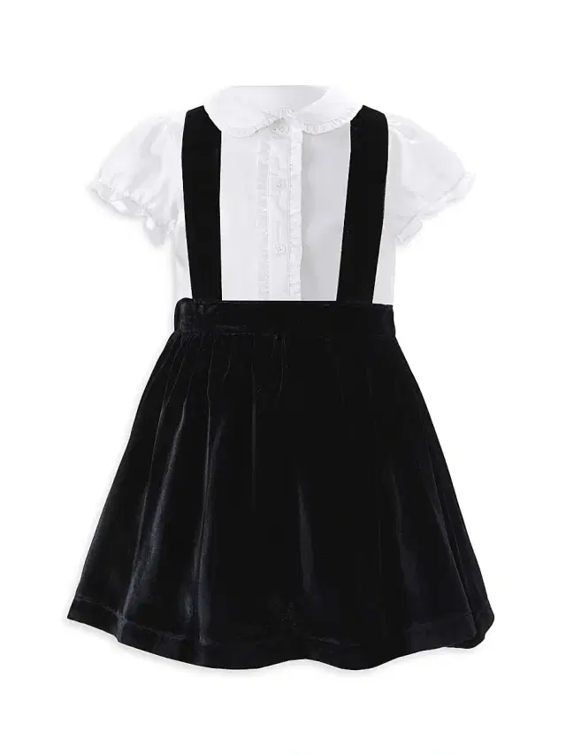 Rachel Riley Eloise Little Girl's & Girl's Eloise Shirt & Velvet Pinafore Skirt Set - Black