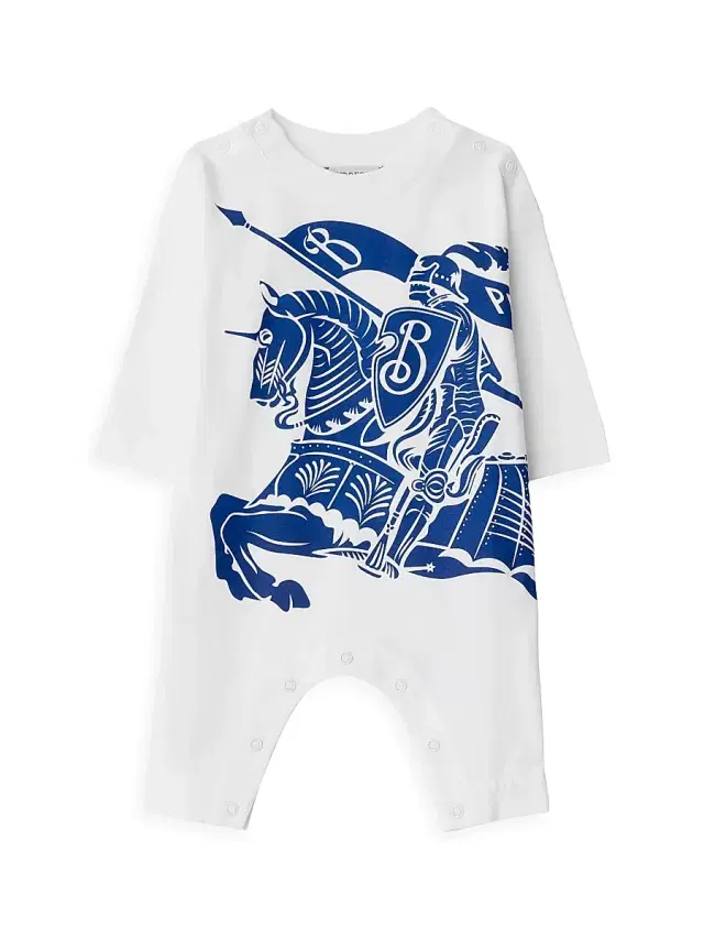 Burberry Baby's Equestrian Knit Coveralls - White 18 Months
