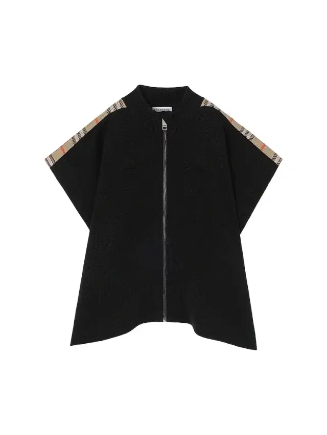 Burberry Girl's Wool Check-Trimmed Cape - Black