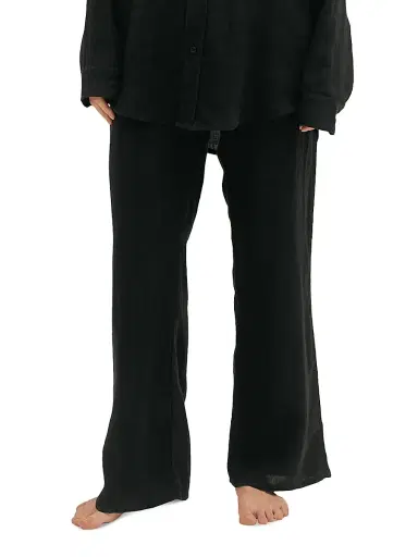 Desmond & Dempsey Women's Drawstring Linen Lounge Pants - Black - Size XS | Thumbnail 2 Desmond & Dempsey Women's Drawstring Linen Lounge Pants - Black - Size XS | Thumbnail 2
