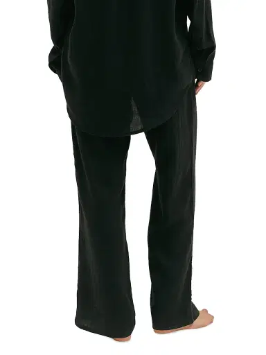 Desmond & Dempsey Women's Drawstring Linen Lounge Pants - Black - Size XS | Thumbnail 4 Desmond & Dempsey Women's Drawstring Linen Lounge Pants - Black - Size XS | Thumbnail 4