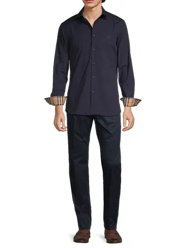 Burberry Men's Sherfield Button-Front Shirt - Navy - Size Small | Thumbnail 2 Burberry Men's Sherfield Button-Front Shirt - Navy - Size Small | Thumbnail 2
