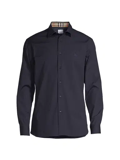 Burberry Men's Sherfield Button-Front Shirt - Navy - Size Small | Thumbnail 1 Burberry Men's Sherfield Button-Front Shirt - Navy - Size Small | Thumbnail 1