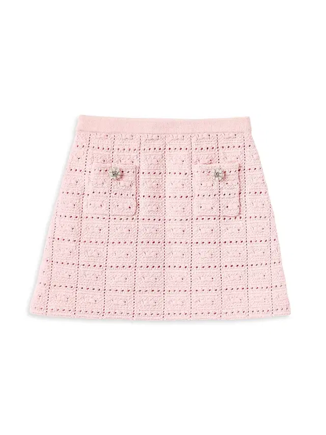 Self-Portrait Little Girl's & Girl's Textured Pointelle Knit Skirt - Pink