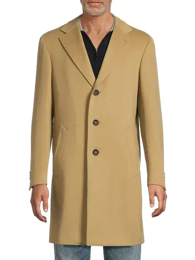 Canali Men's Basic Wool-Cashmere Topcoat - Tan | Thumbnail 3