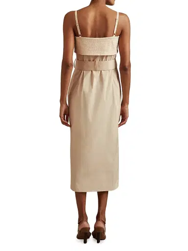 Reiss Women's Dhalia Twill Wrap Midi-Dress - Stone | Thumbnail 4