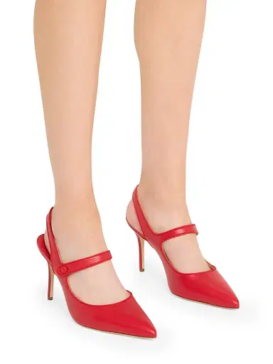 Manolo Blahnik Women's Camparisli 90MM Leather Mary Jane Pumps - Red - Size 8.5 | Thumbnail 2 Manolo Blahnik Women's Camparisli 90MM Leather Mary Jane Pumps - Red - Size 8.5 | Thumbnail 2