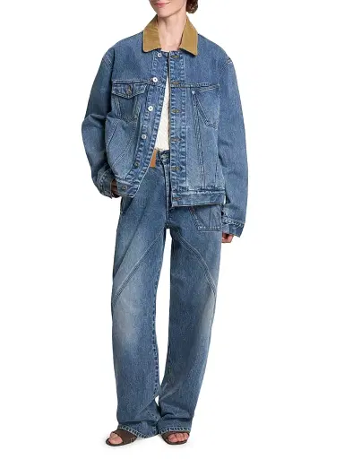 JW Anderson Women's Corduroy-Collar Denim Jacket | Thumbnail 2