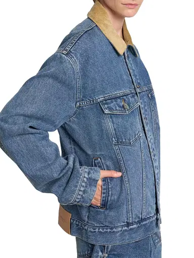 JW Anderson Women's Corduroy-Collar Denim Jacket | Thumbnail 6