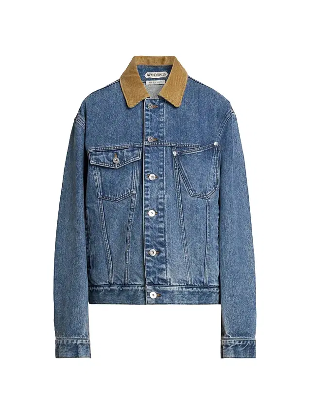 JW Anderson Women's Corduroy-Collar Denim Jacket