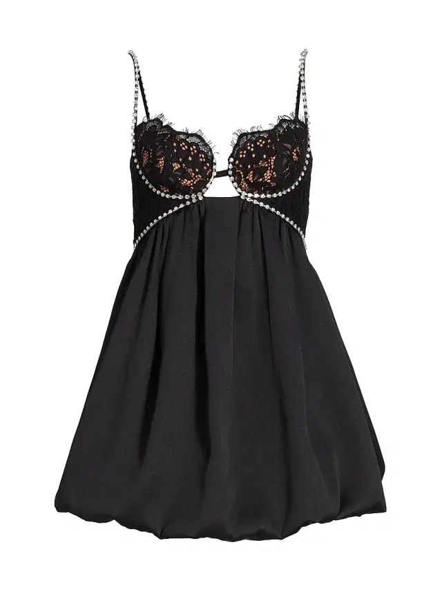 Self-Portrait Women's Lace & Diamante-Trimmed Minidress - Black