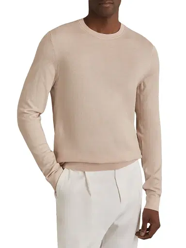 Reiss Men's Wessex Merino Wool Crewneck Sweater - Beige | Thumbnail 2