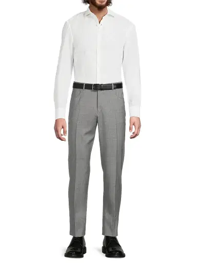 Canali Men's Classic Solid Dress Trousers - Grey | Thumbnail 2 Canali Men's Classic Solid Dress Trousers - Grey | Thumbnail 2