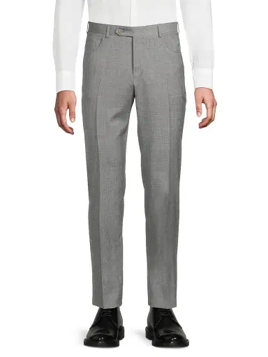 Canali Men's Classic Solid Dress Trousers - Grey | Thumbnail 3 Canali Men's Classic Solid Dress Trousers - Grey | Thumbnail 3