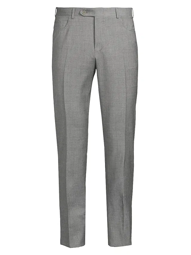 Canali Men's Classic Solid Dress Trousers - Grey