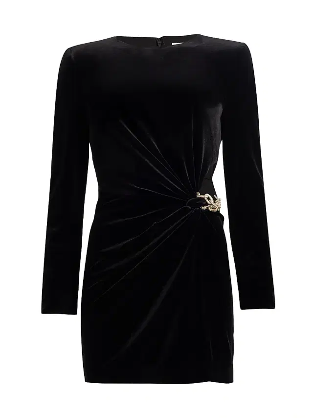 Self-Portrait Women's Embellished Cut-Out Velvet Minidress - Black
