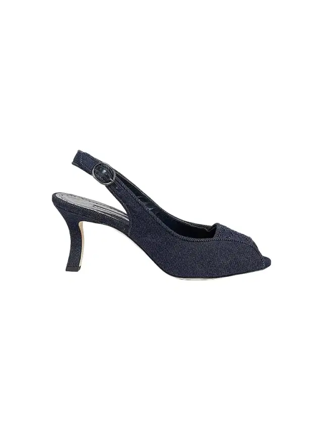 Manolo Blahnik Women's Lonike Denim Slingback Pumps - Grey