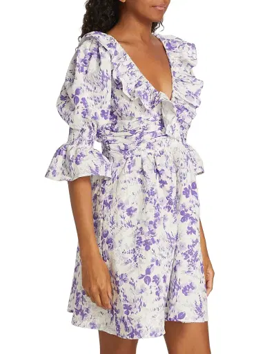 byTiMo Women's Floral Linen & Cotton Minidress - Lilac Blossom | Thumbnail 4 byTiMo Women's Floral Linen & Cotton Minidress - Lilac Blossom | Thumbnail 4
