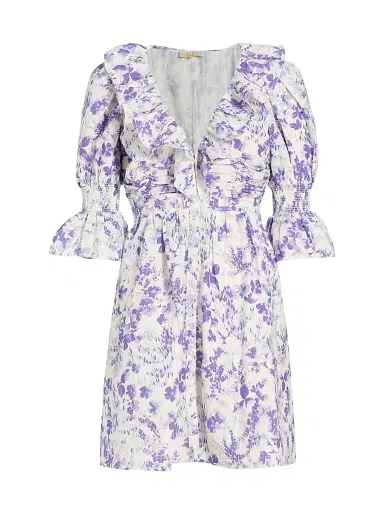 byTiMo Women's Floral Linen & Cotton Minidress - Lilac Blossom | Thumbnail 1 byTiMo Women's Floral Linen & Cotton Minidress - Lilac Blossom | Thumbnail 1