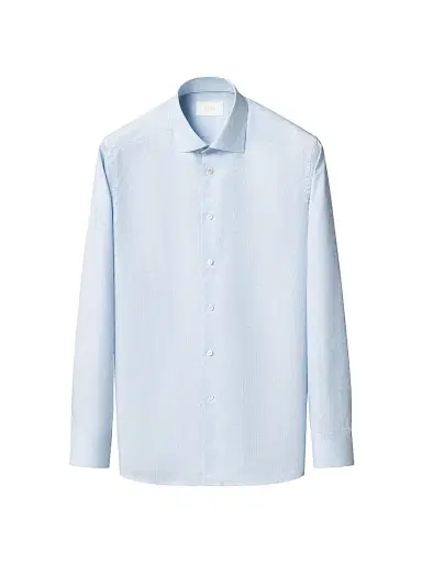 Eton Men's Contemporary-Fit Elevated Micro Check Cotton Shirt - Mid Blue | Thumbnail 2 Eton Men's Contemporary-Fit Elevated Micro Check Cotton Shirt - Mid Blue | Thumbnail 2