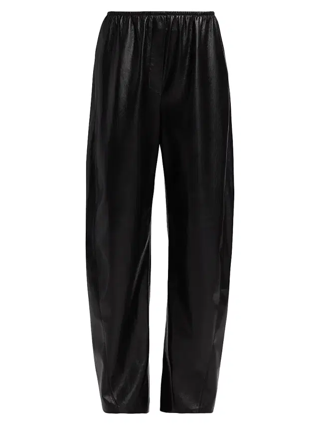 Nanushka Women's Reflections Zoela Faux-Leather Barrel-Leg Pants - Black