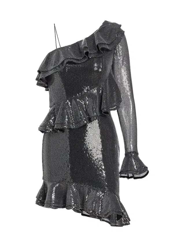 Rotate Birger Christensen Women's Sequin Ruffled One-Shoulder Minidress - Black
