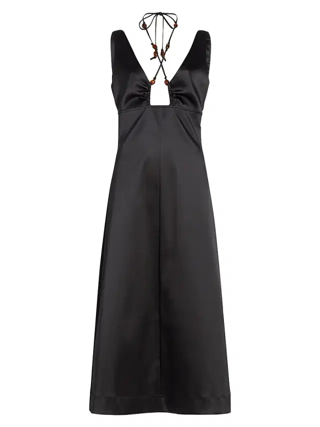 Ganni Women's Satin Halter Dress - Black