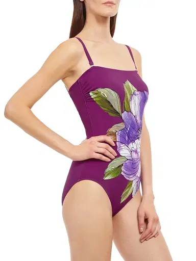 Gottex Swimwear Women's Wild Flower Bandeau One-Piece Swimsuit - Plum Multi - Size 12 | Thumbnail 3 Gottex Swimwear Women's Wild Flower Bandeau One-Piece Swimsuit - Plum Multi - Size 12 | Thumbnail 3