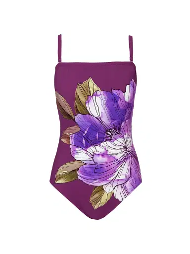 Gottex Swimwear Women's Wild Flower Bandeau One-Piece Swimsuit - Plum Multi - Size 12 | Thumbnail 1 Gottex Swimwear Women's Wild Flower Bandeau One-Piece Swimsuit - Plum Multi - Size 12 | Thumbnail 1