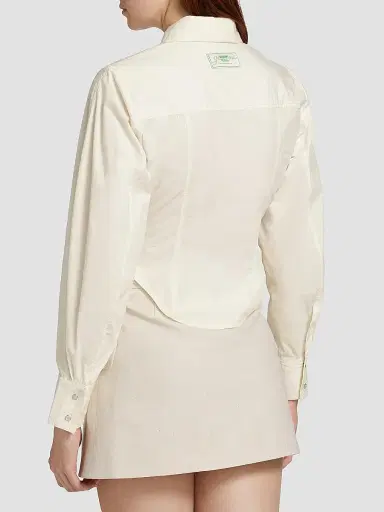 Ganni Women's Washed Stretch-Cotton Corset Shirt - Egret | Thumbnail 5