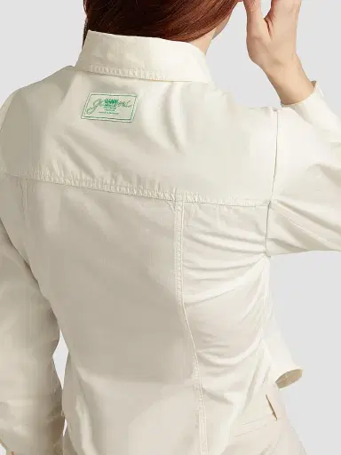 Ganni Women's Washed Stretch-Cotton Corset Shirt - Egret | Thumbnail 6