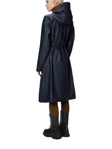 Rains Women's A-Line Longer W Jacket - Navy | Thumbnail 4