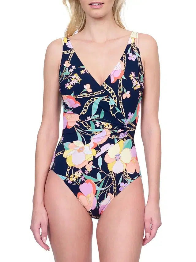 Gottex Swimwear Women's Memories Of Capri Ruched One-Piece Swimsuit - Black Multi