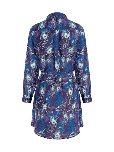 Vilebrequin Women's Eye Of The Wind Feather-Print Cotton-Silk Mini-Shirtdress | Thumbnail 3 Vilebrequin Women's Eye Of The Wind Feather-Print Cotton-Silk Mini-Shirtdress | Thumbnail 3
