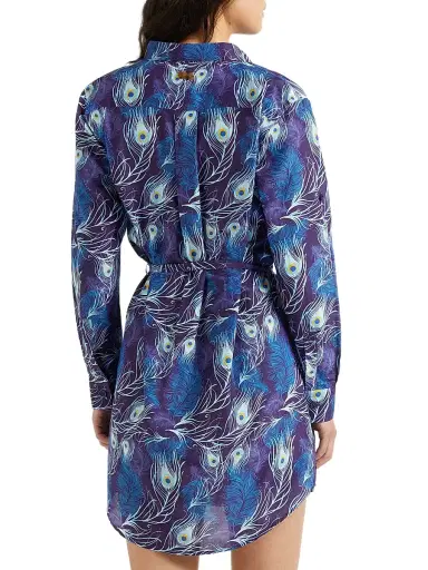 Vilebrequin Women's Eye Of The Wind Feather-Print Cotton-Silk Mini-Shirtdress | Thumbnail 5 Vilebrequin Women's Eye Of The Wind Feather-Print Cotton-Silk Mini-Shirtdress | Thumbnail 5