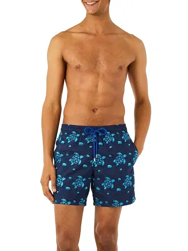 Vilebrequin Men's Turtles Jewel Woven Swim Shorts - Blue Marine | Thumbnail 1